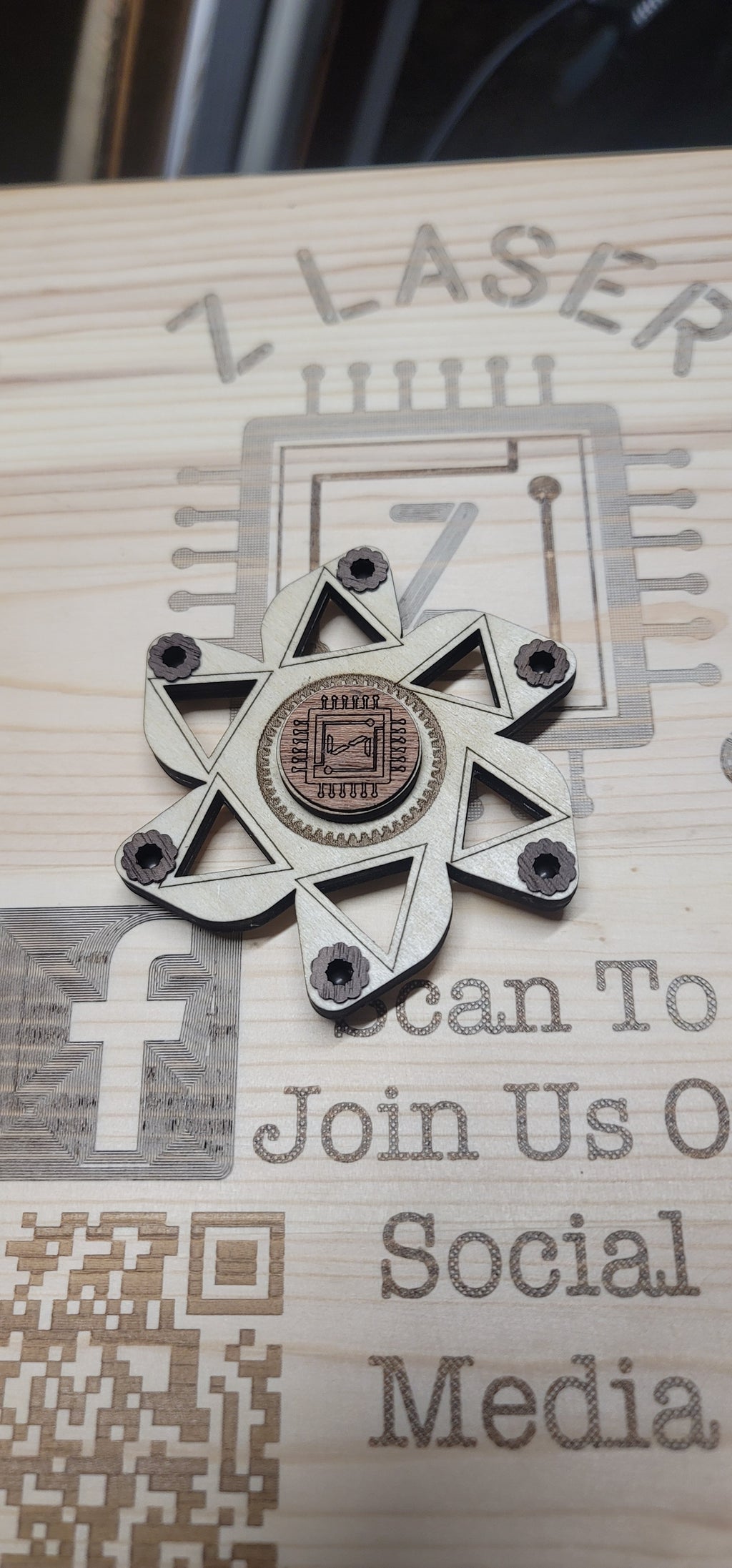 Floating Triangle Wooden Fidget Spinner with Limited Time Engraved Hand Made Spinner with Case. *Red Oak Accent* (Copy)