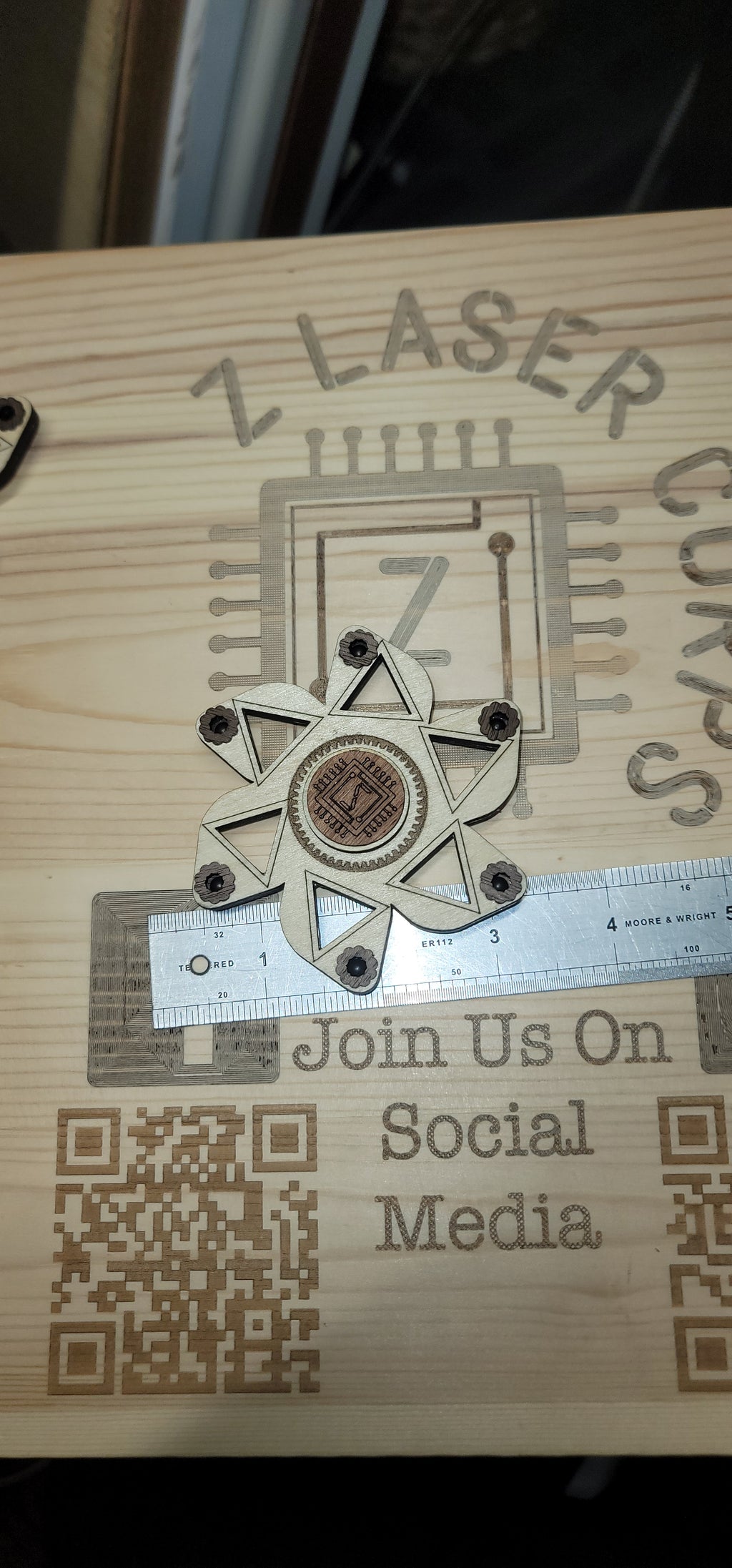 Floating Triangle Wooden Fidget Spinner with Limited Time Engraved Hand Made Spinner with Case. *Red Oak Accent* (Copy)