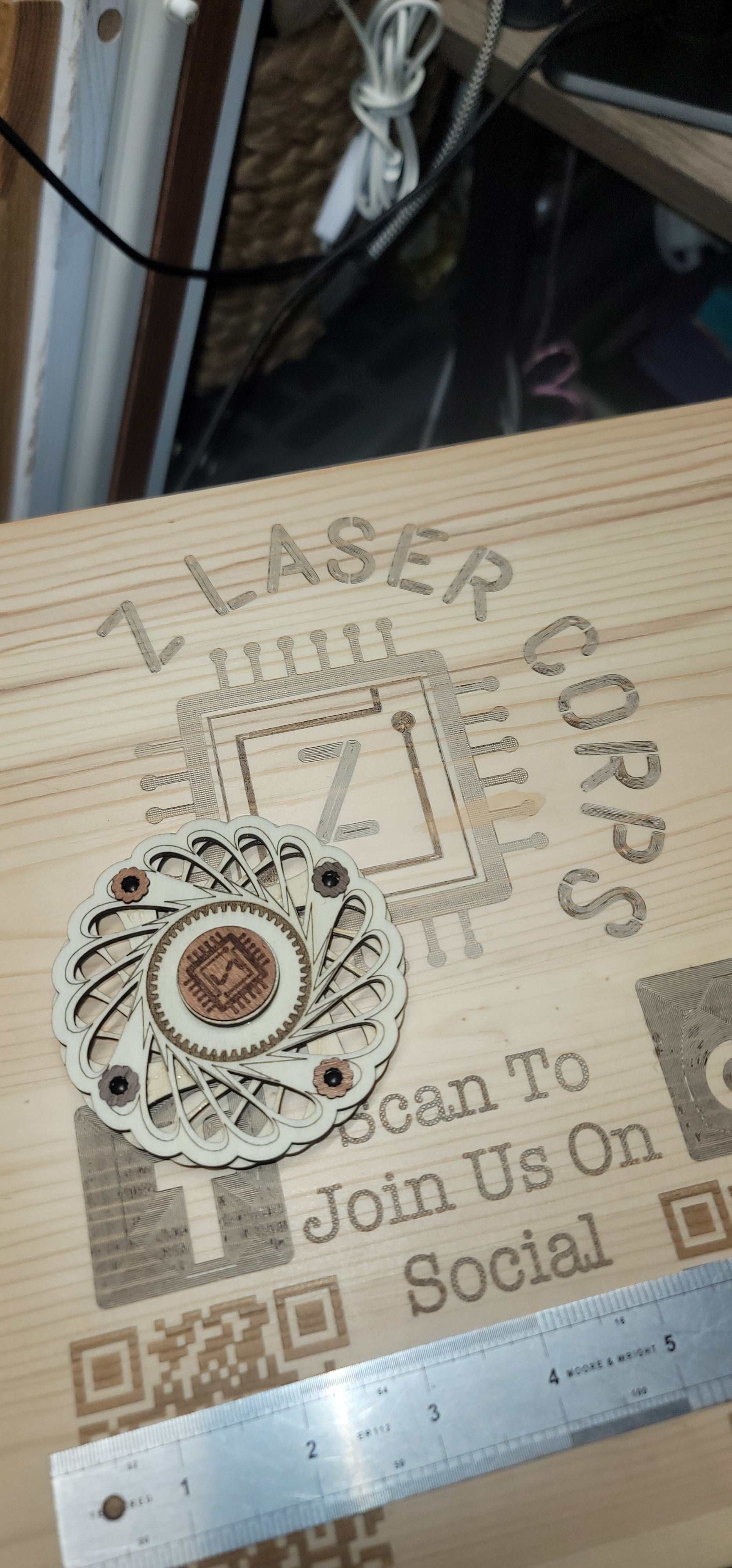Round Fan Blade Wooden Fidget Spinner with Limited Time Engraved Hand Made Spinner with Case. *Red Oak Accent* (Copy) (Copy)