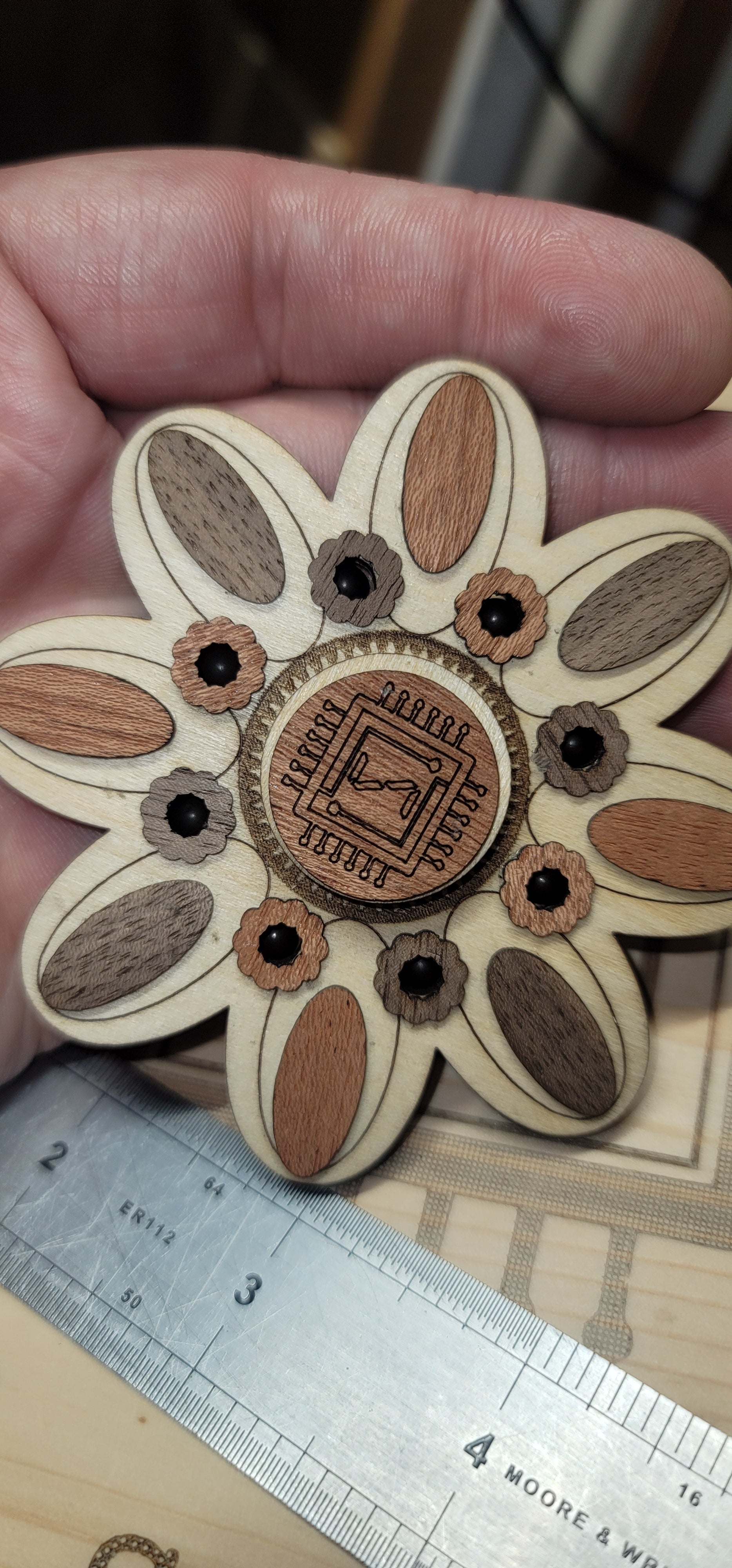 Flower Tile Wooden Fidget Spinner