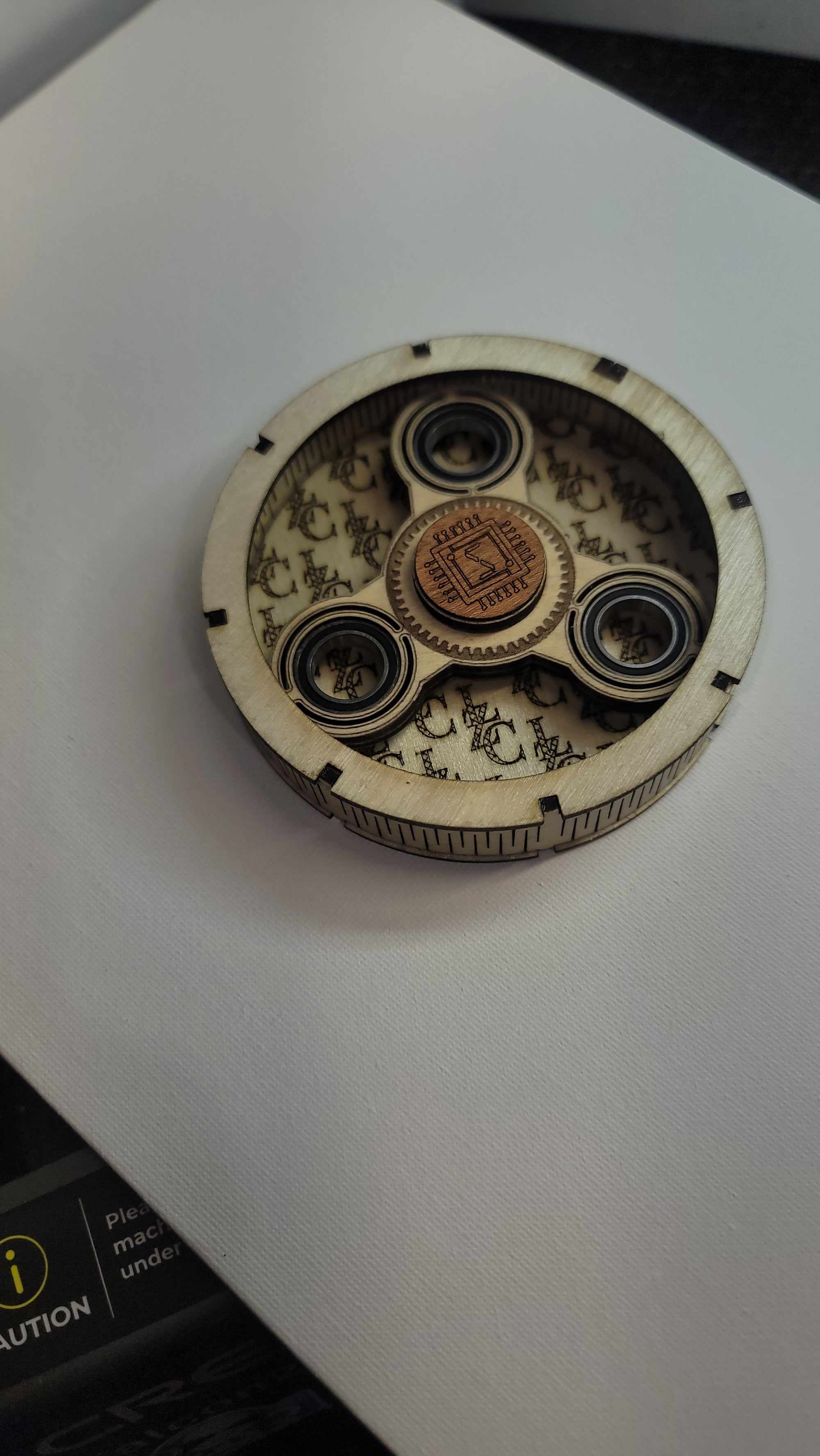 Quad Action Wooden Fidget Spinner with Limited Time Engraved Hand Made Spinner with Case. *Red Oak Accent*